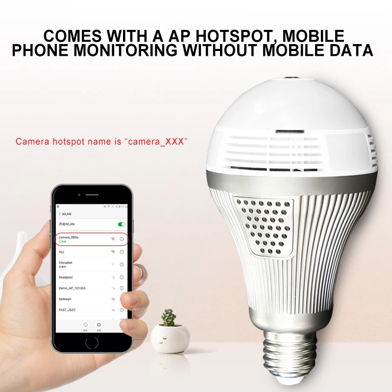 XM 5MP 360 VR HD IP камера Умный светодиодный лампочка безопасности Whitelight ночного