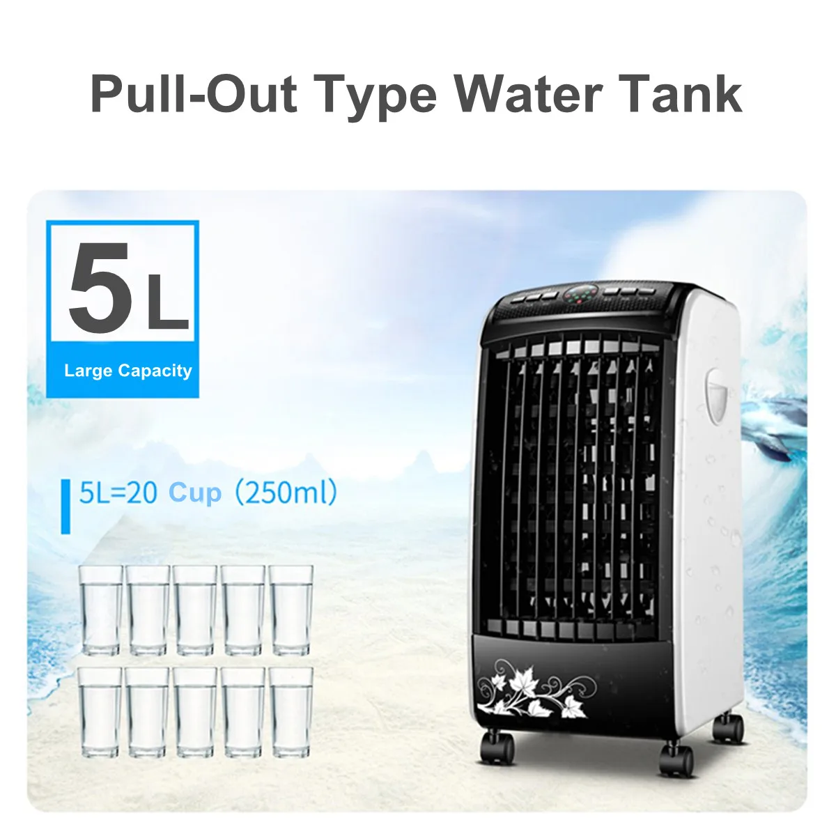 220V Портативный воздушный охладитель вентилятора Портативный Ручка Электрический регулируемый по высоте вентилятора 3 уровня мини Кондиционер устройство Прохладный успокаивающий ветер для дома