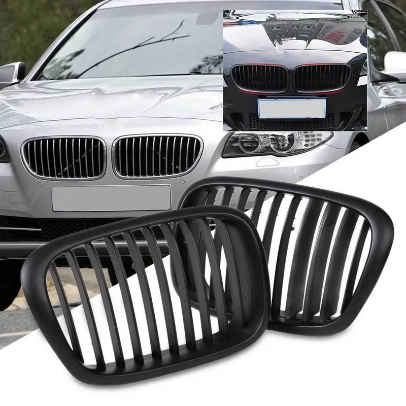 Matt-Black Front Double Line Grilles Grill For BMW 5 Series E39 1995-2004 SR1G car styling accessories | Автомобили и мотоциклы