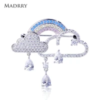 madrry rainbow cloud shape brooch full inlay zircon tassel brooches copper jewelry women men suit coat corsage pins accessories