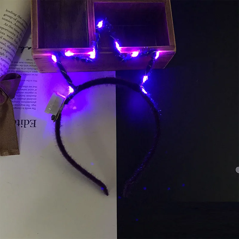purple Со светодио дный светодиодной подсветкой корона тиара овечерние головье партии светящиеся поставки для женщин и девочек мигающие волосы группа концерт веер - Цвет: purple