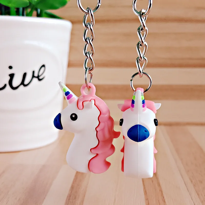 Милый резиновый брелок с единорогом kawaii красочный для ключей фигурка единорога