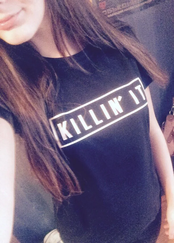 Женская хлопковая Футболка Killin It белая или черная Повседневная футболка с