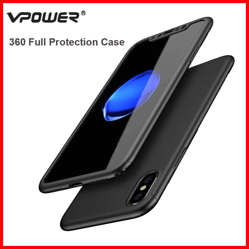 360 Защитный чехол для iPhone X крышка Vpower Роскошные ультра тонкий полная защита Капа