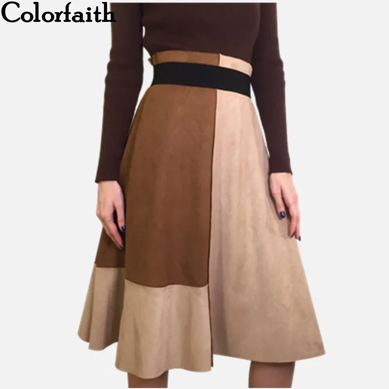 Женская юбка в стиле пэчворк с высокой талией|suede midi skirt|midi skirtskirt high |