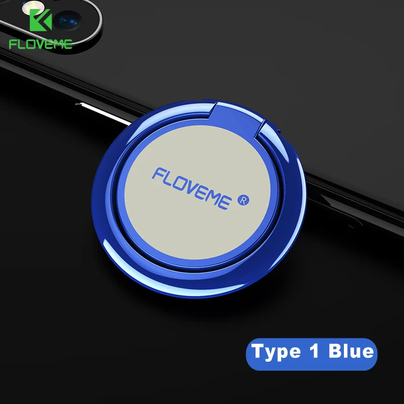 Type 1 Blue FLOVEME Универсальный 360 металлический держатель телефона с кольцом на палец для iPhone X XS MAX 11 7 сильная адсорбционная Подставка для samsung huawei Xiaomi - Цвет: Type 1 Blue