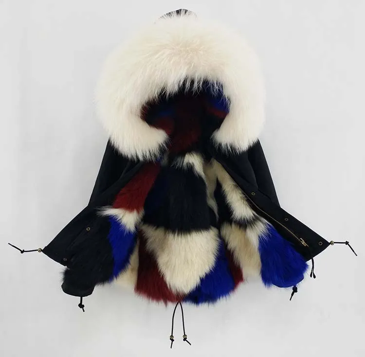 short fox fur 2 Мао Конг натуральный мех пальто зимняя куртка женская длинная парка натуральный мех енота воротник натуральный Лисий Мех бежевый роскошный уличная - Color: short fox fur 2