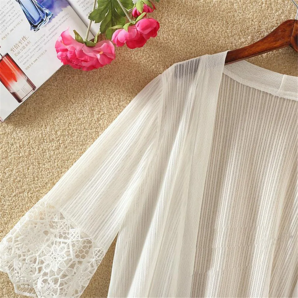 Feitong 2XL летний модный женский кардиган блузка кружевной топ Накидка женская