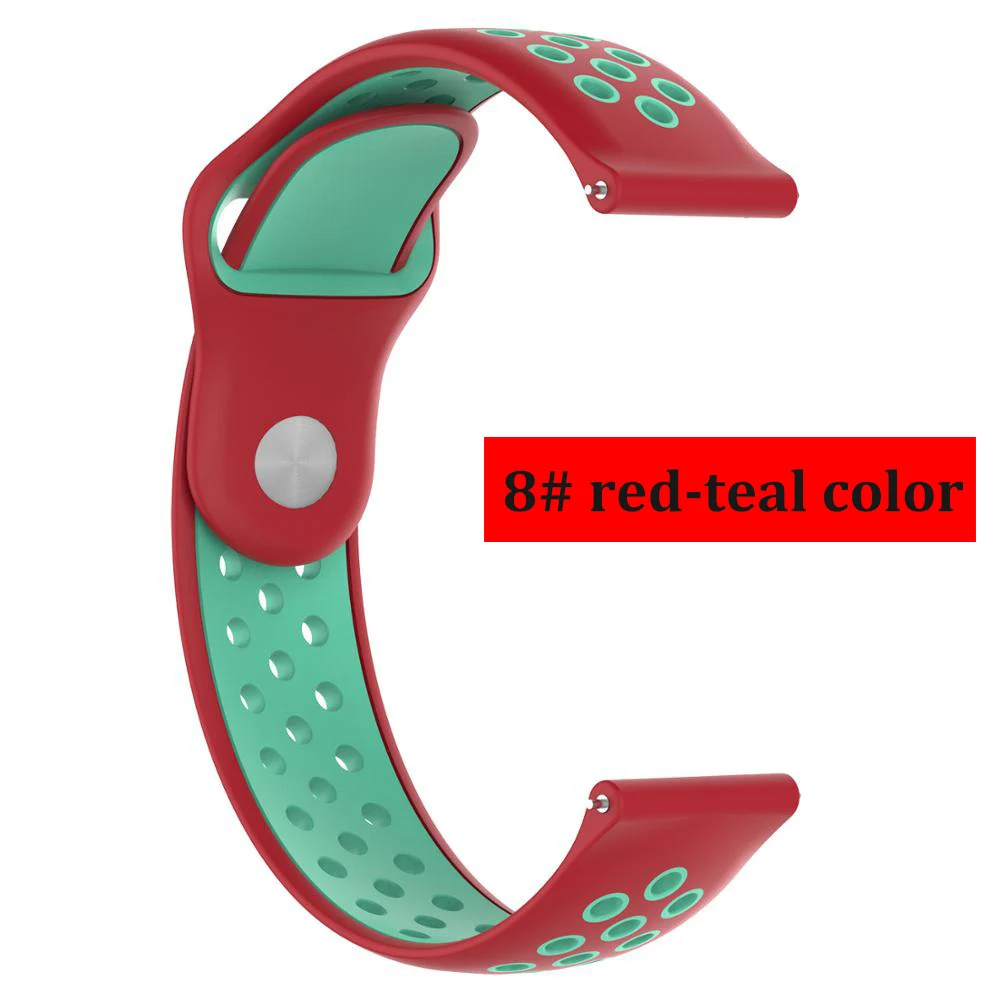 red-teal color 8 Huawei watch gt ремешок для samsung gear S3/Galaxy watch 46 мм/Amazfit bip/Honor magic двойной цвет силиконовый браслет на запястье - Цвет ремешка: red-teal color 8