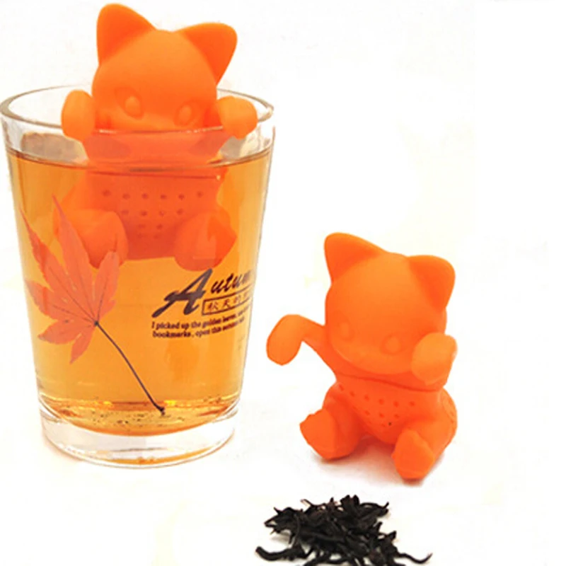 1 шт. Творческий мультфильм котенок чайное ситечко силиконовые милый кот Чай Infuser