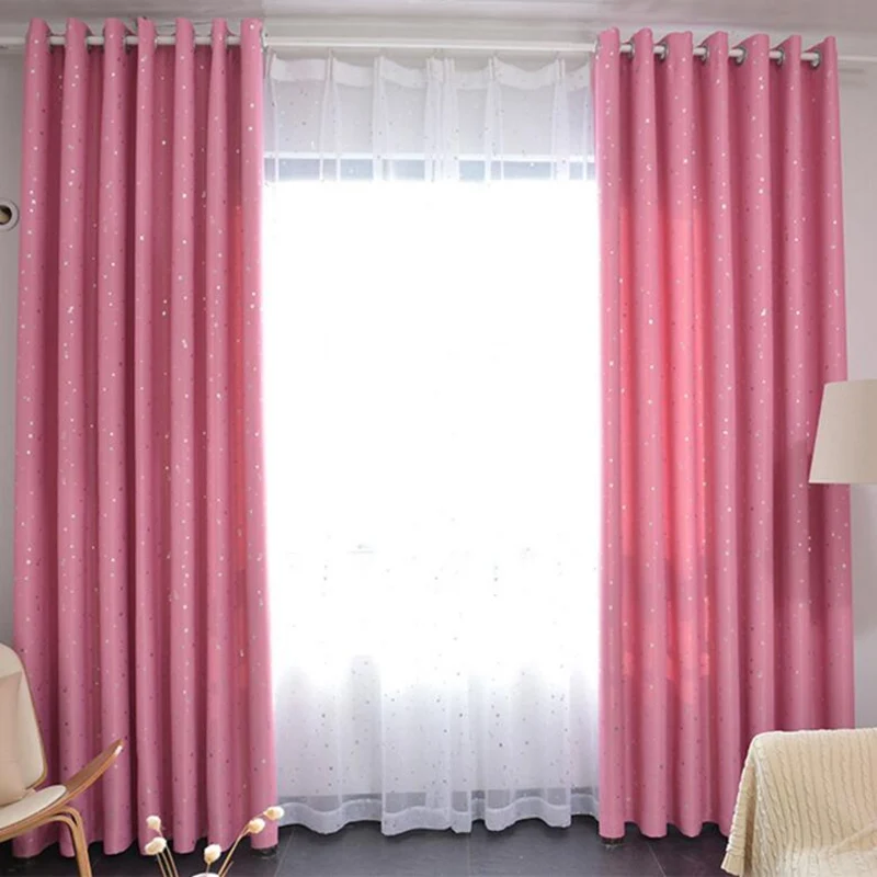 Набор штор блэкаут тёмные занавески из плотной ткани с рисунком звезд в