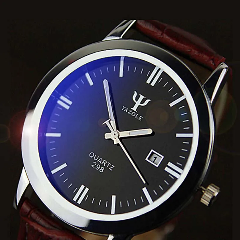 YAZOLE Luxury Brand Beauty Mo 2018 Newest Man Leather Band Calendar Date Analog Quartz Waterproof Wrist Watch Fast Shipping | Наручные