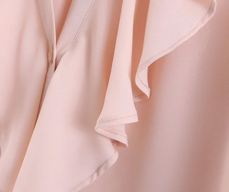 Женская блузка с оборками H.SA глубоким v образным вырезом и длинным рукавом летняя