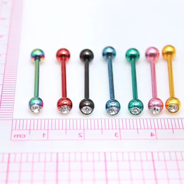 Tongue Rings 2014 Hot Sell Free Shipping Promotion Mix Colors Stainless Steel Shinning Crystal Ball Piercing Body Jewelry | Украшения и