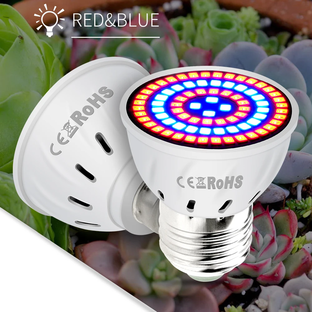 

LED E27 Full Spectrum LED Lights Bulb For Plant Growth Lamp E14 Indoor Seedling GU10 220V Grow Light MR16 Greenhouse Hydroponics