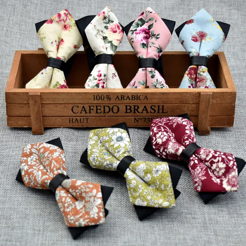 Новый модный фирменный галстук бабочка Повседневный хлопковый с принтом синий