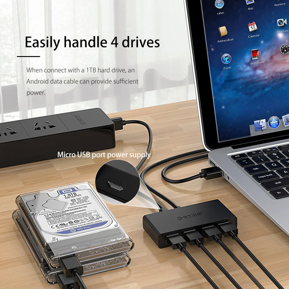 ORICO высокоскоростной 4 порта USB3.0 концентратор USB порт USB микро порт концентратор зарядный концентратор USB разветвитель для Apple Macbook Air ноутбук ПК планшет
