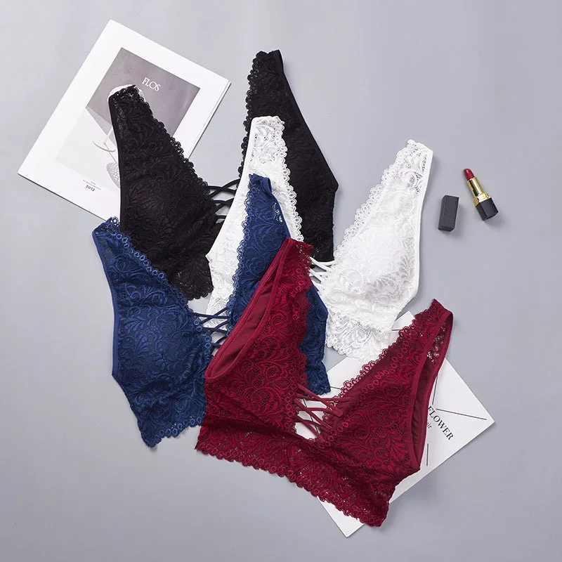 

Wide Strap Lace Bralette Padded Bras for Women Stretch Sleeping Brassiere Seamless Wireless Bra Top Underwear Women