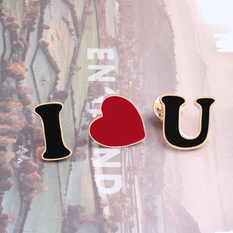 3 шт./компл. эмалированные булавки I LOVE U для влюбленных броши в форме сердца женщин