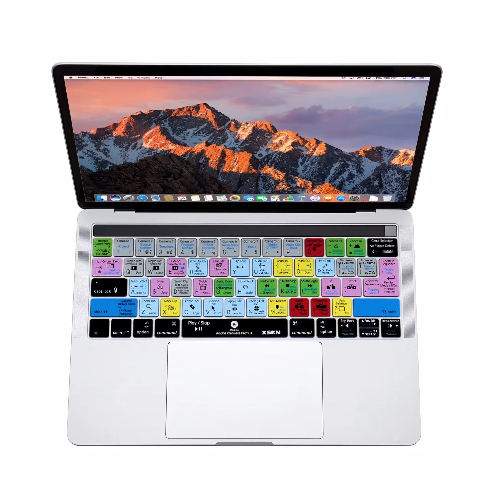XSKN для Adobe Premiere/PR CC клавиатуры Обложка кожи для нового MacBook Pro 1" A1706& Pro 15" A1707 с Touch Bar(выпуск