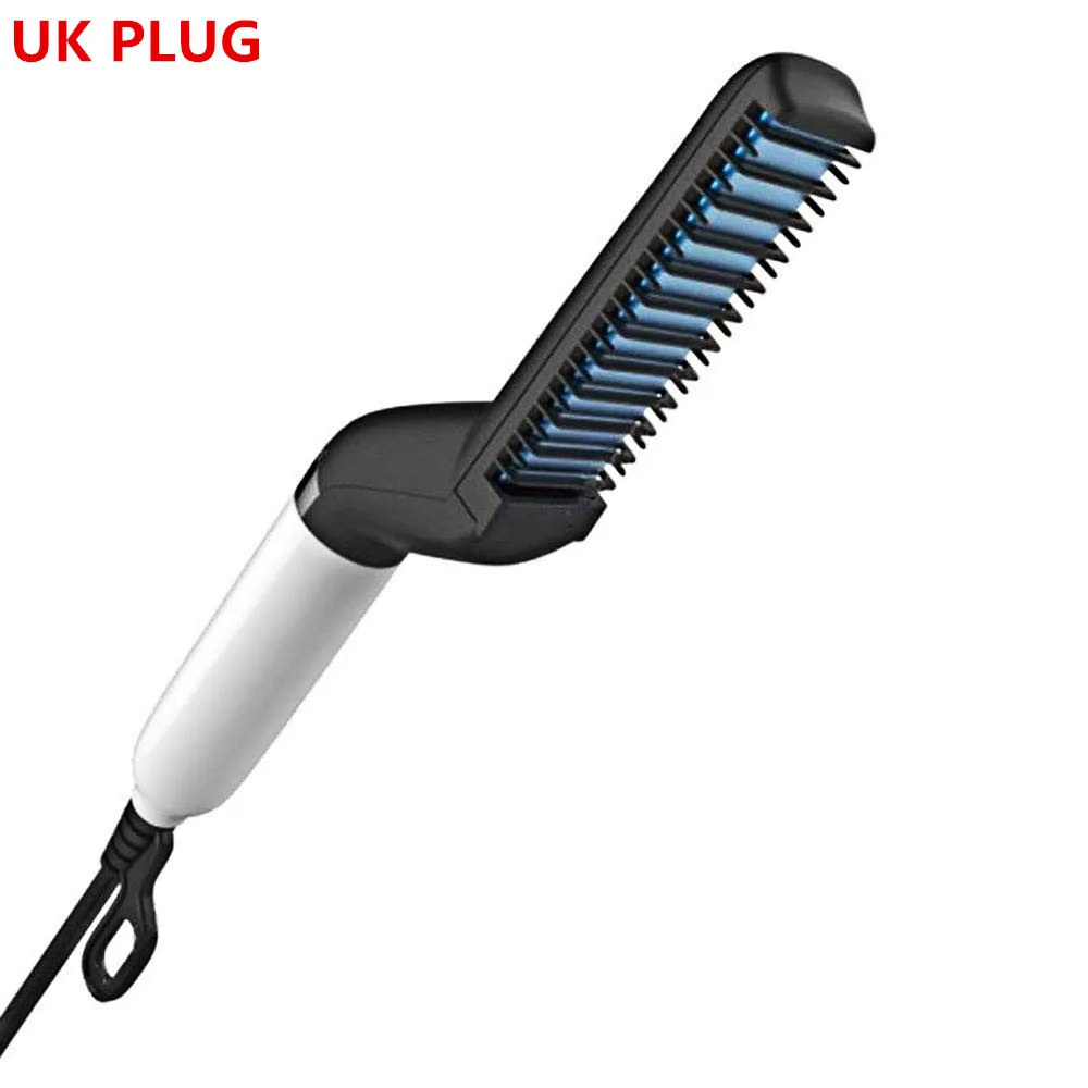 037 UK Plug with box Электрический Борода выпрямление волос Расческа Щетка для волос медведь выпрямитель Для мужчин быстро Инструменты для укладки волос мужской стайлер для волос расческа для волос бигуди - Цвет: 037 UK Plug with box