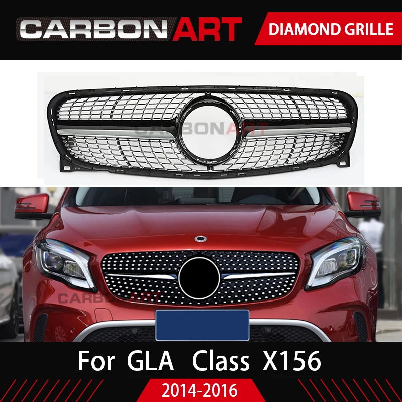 GLA Алмазная решетка Тюнинг Запчасти для Mercedes GLA X156 передний бампер передний гриль серебристый черный X156 GLA250 GLA220 GLA200 GLA260