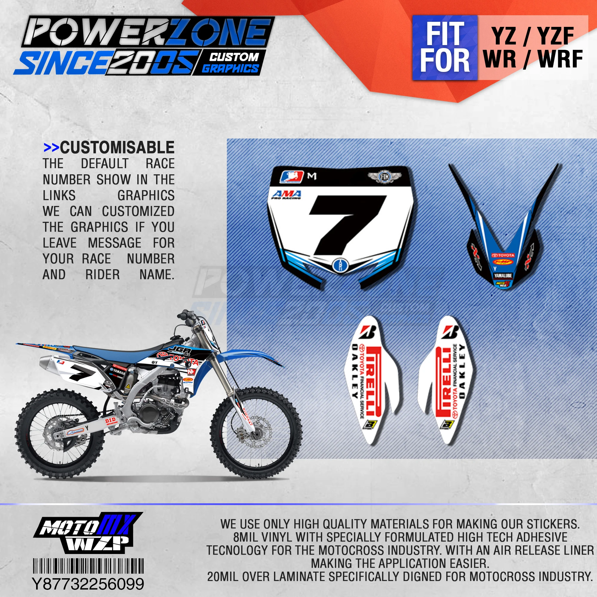 PowerZone Настраиваемые Графические деколи команды 3 м наклейки на заказ для YAMAHA YZF250