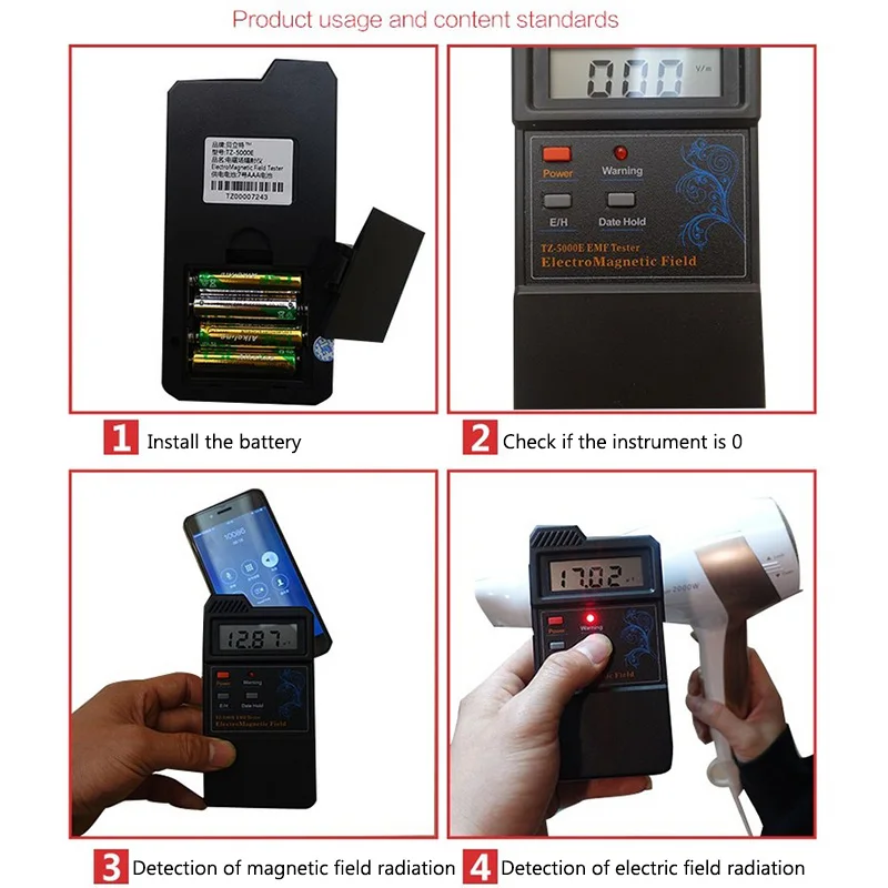 Цифровой детектор электромагнитного излучения профессиональный дозиметр с ЖК