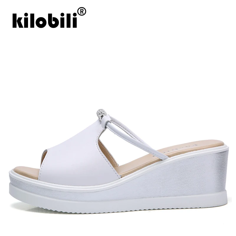 Kilobili/2019 женские Вьетнамки Босоножки на платформе босоножки высоком каблуке с