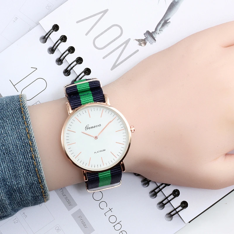 Новинка 2019 модные парные часы для женщин нейлоновый холщовый ремешок Geneva