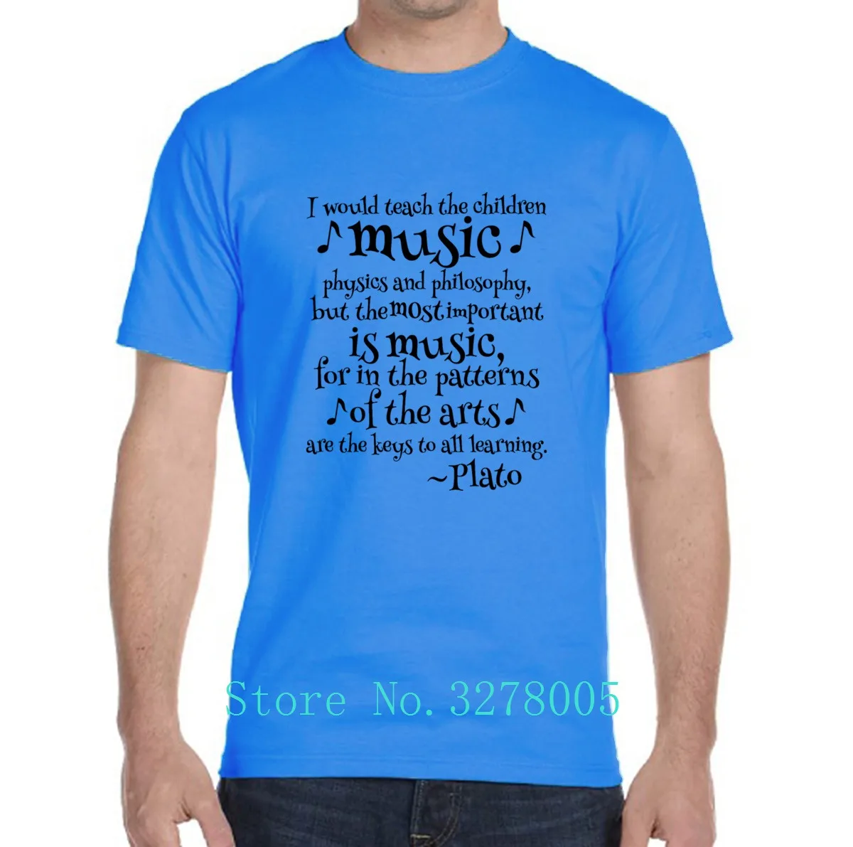 Индивидуальная Футболка однотонная Повседневная футболка Plato Music Philosophy Quote