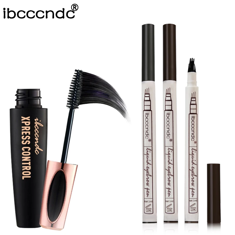 Макияж 4D шелковое волокно Тушь для ресниц 3 вида цветов микроблейдинг бровей Тату