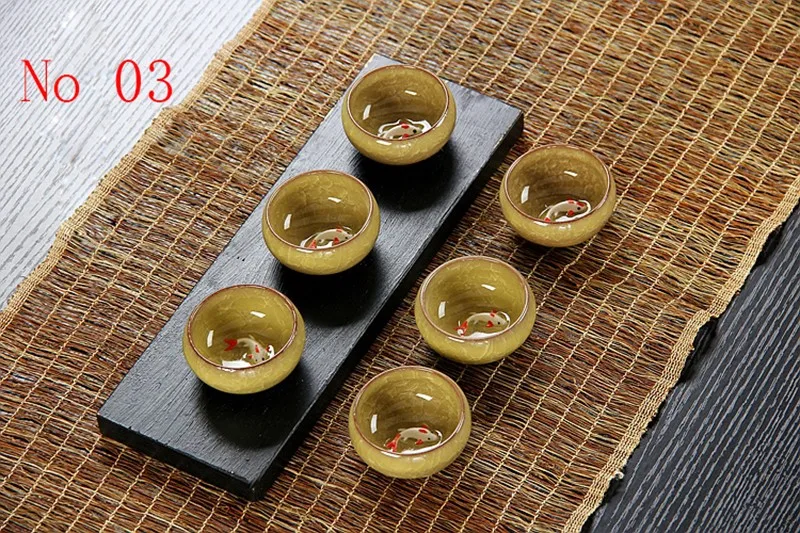 Горячая распродажа! 6 шт. керамический чайный набор с золотой рыбкой китайский