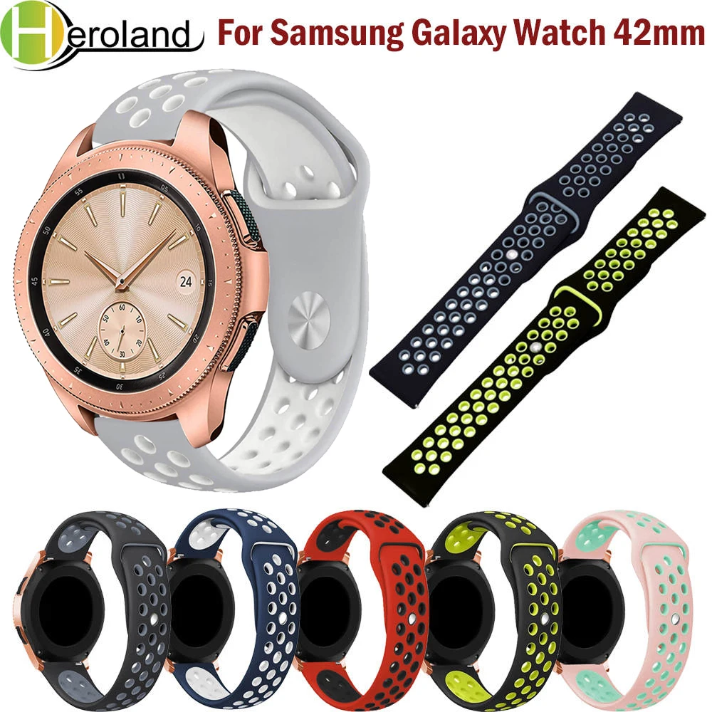 Модные силиконовые ремешки 20 мм Замена для Samsung Galaxy Watch 42 браслет мягкий дышащий