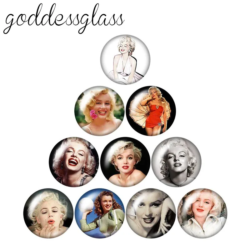 

Famous actors singers 10pcs mixed 12mm/18mm/20mm/25mm Round photo glass cabochon demo flat back Making findings