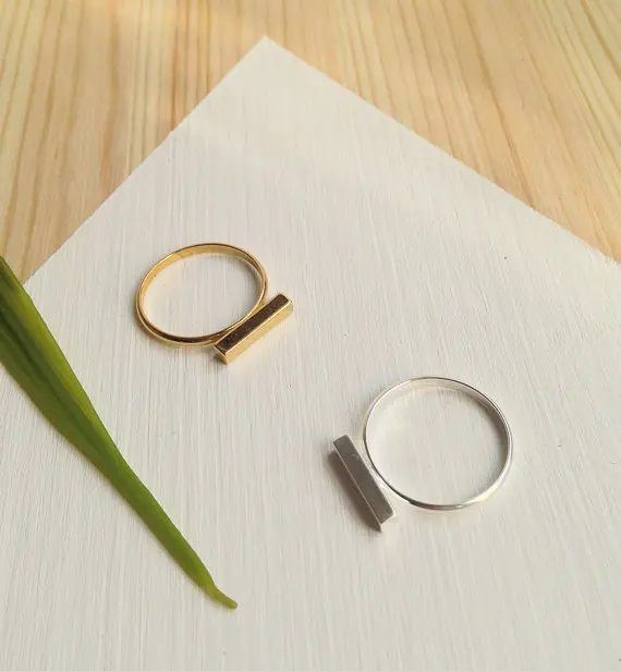 Boho простой бар кольцо Медь современный Gypsy нежный укладки Геометрическая Золотое