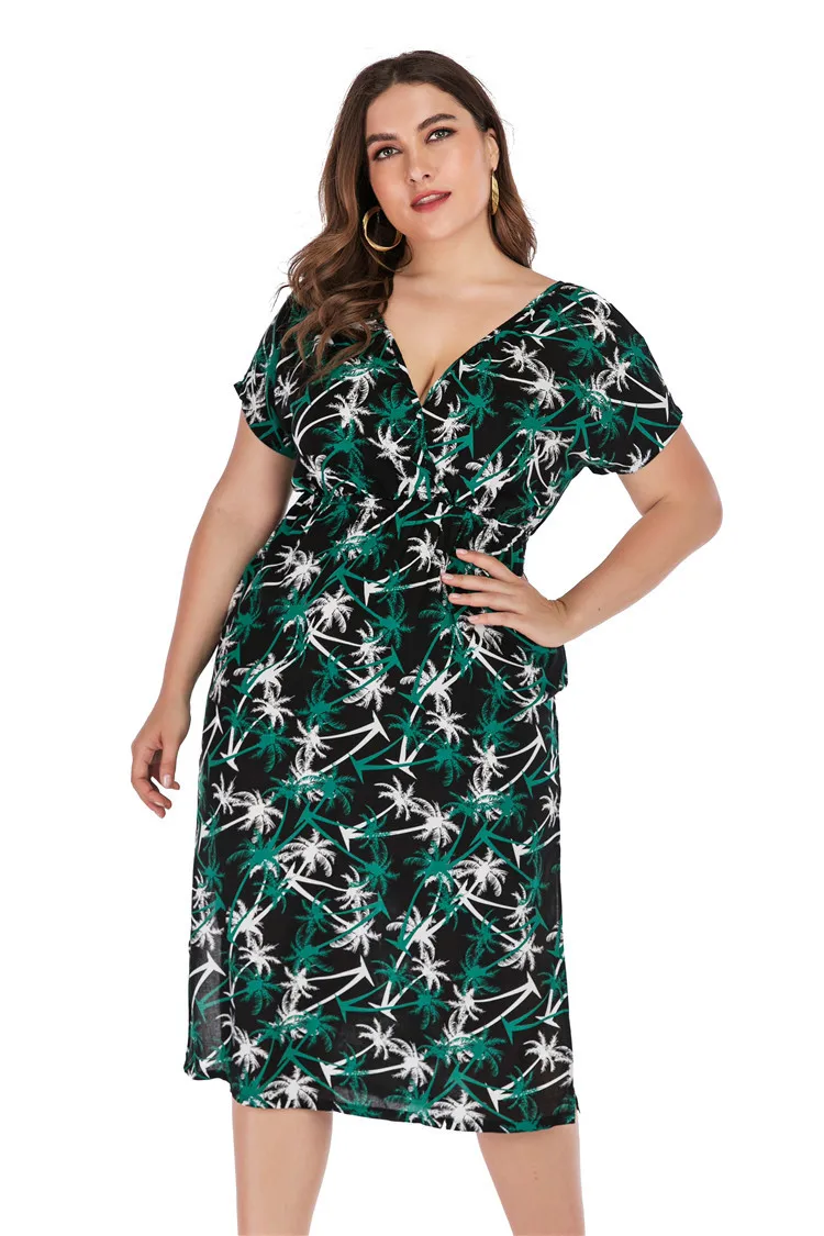 Женское платье с V-образным вырезом большого размера | Женская одежда