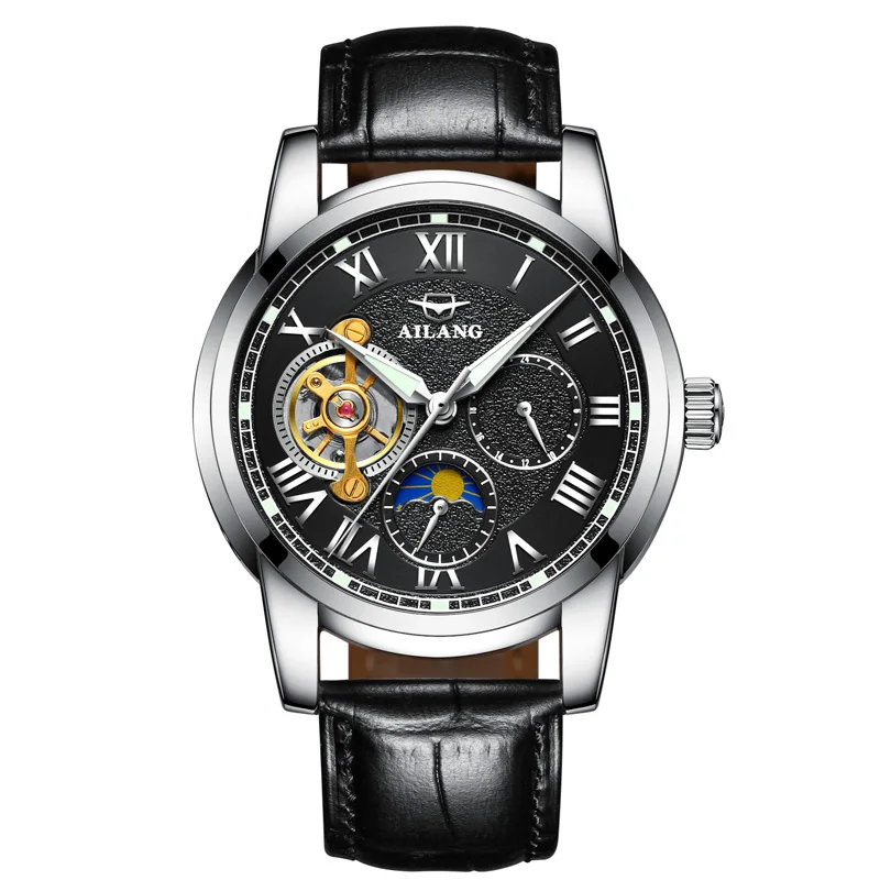 AILANG деловые часы Мужские автоматические светящиеся часы мужские Tourbillon водонепроницаемые механические часы Топ бренд relogio masculino - Цвет: 3
