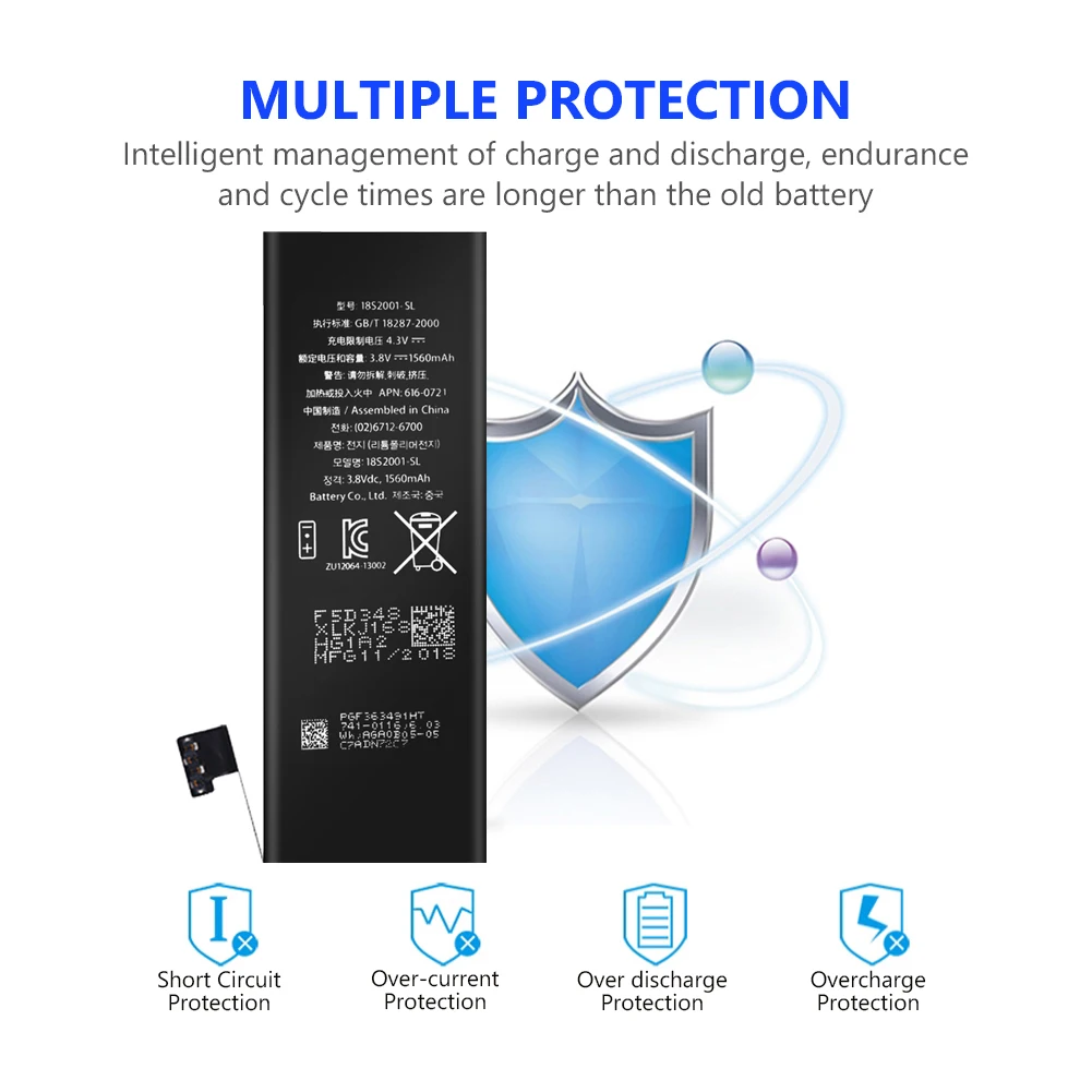 YCDC литиевая Высококачественная реальная емкость 3 8 V 1560mAh батарея для iPhone 5S 5C iPhone5S