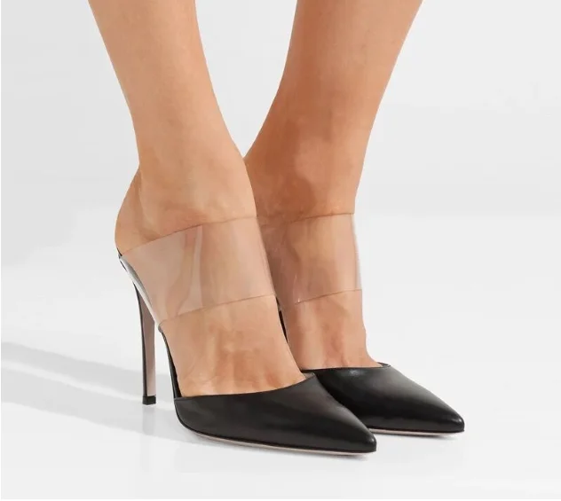 Женские босоножки на высоком каблуке из натуральной кожи с ПВХ брендовые