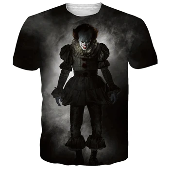 color as the picture PLstar Космос фильм это Pennywise футболка Стивен Кинг 1990 фильм ужасов Мужская футболка Косплей Мужчины Женщины Уличная футболка - Цвет: color as the picture