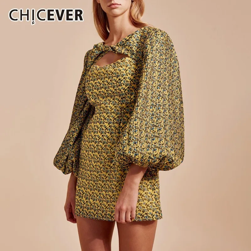 Женское ажурное платье CHICEVER трапециевидной формы с круглым вырезом рукавами