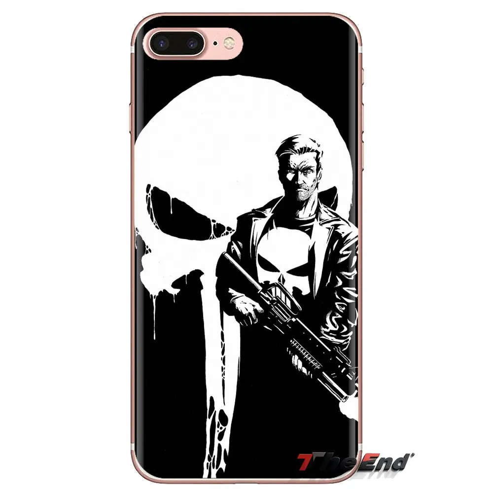For Samsung Galaxy S3 S4 S5 Mini S6 S7 Edge S8 S9 S10 Plus Note 3 4 5 8 9 Soft Transparent Shell Covers the punisher skull |