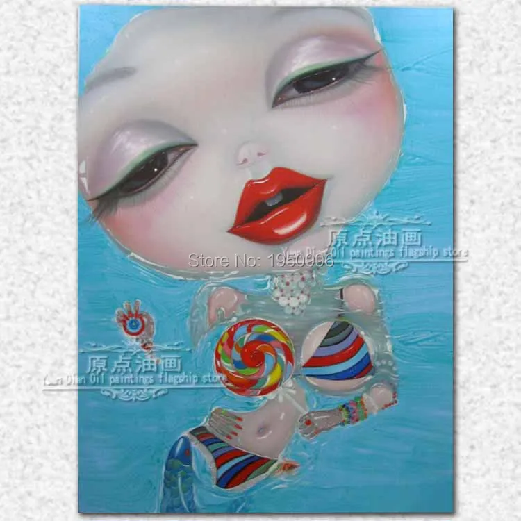 Высокие навыки художник 100% ручная роспись Абстрактная сексуальная леди плавание