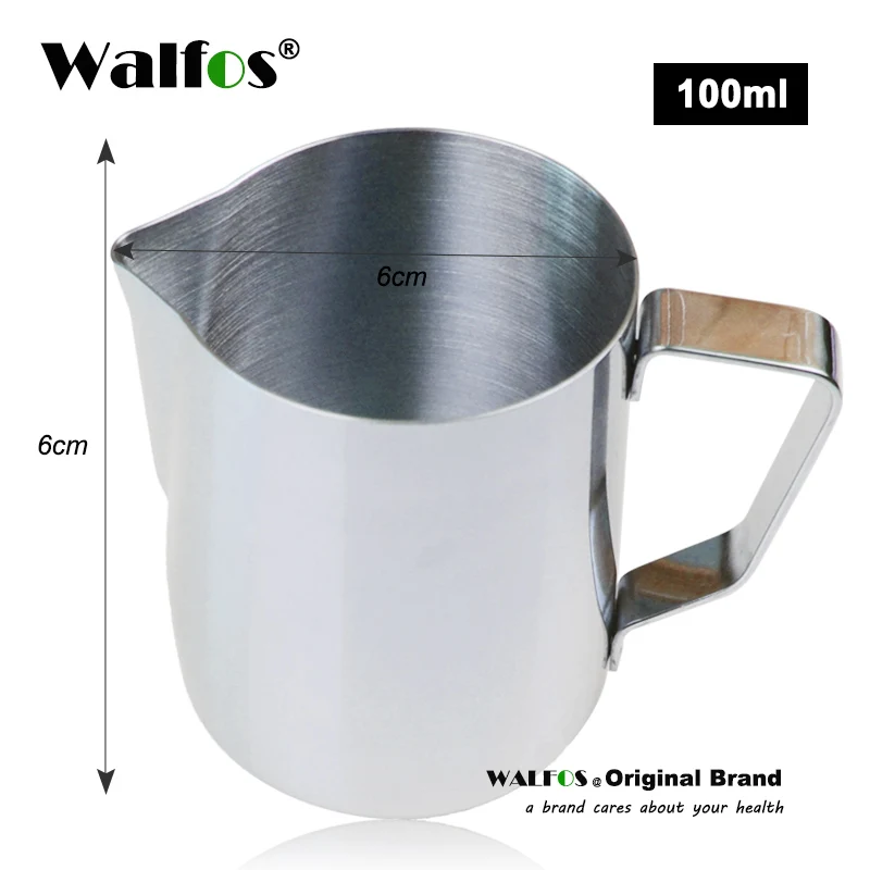 WALFOS 100ml Стильные Эспрессо кружки для кофе и молока чашки горшки кувшин ручка Ремесло Кофе Кружка Garland Латте Кувшин утолщенной нержавеющей стали - Цвет: WALFOS 100ml