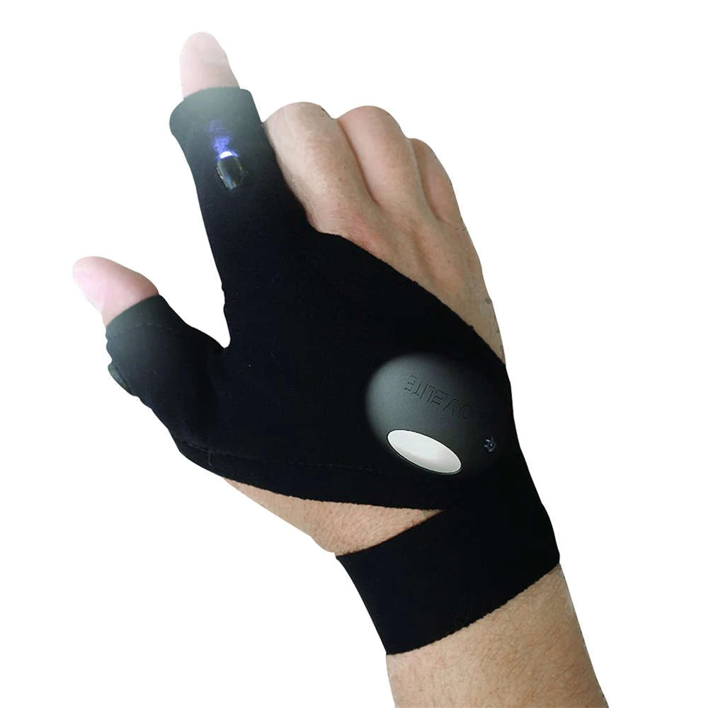 Fingerless Glove LED Flashlight Torch Outdoor Fishing Camping Hiking Magic Strap Survival Rescue Tool Light Left Hand | Спорт и