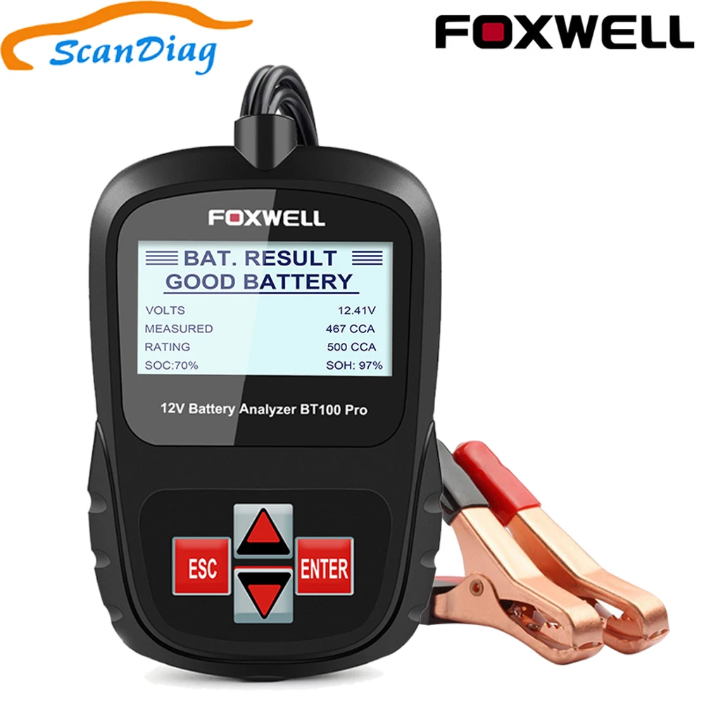 Тестер автомобильных аккумуляторов FOXWELL BT100 Pro 12 В 100 1100CCA|Тестеры аккумуляторов| |