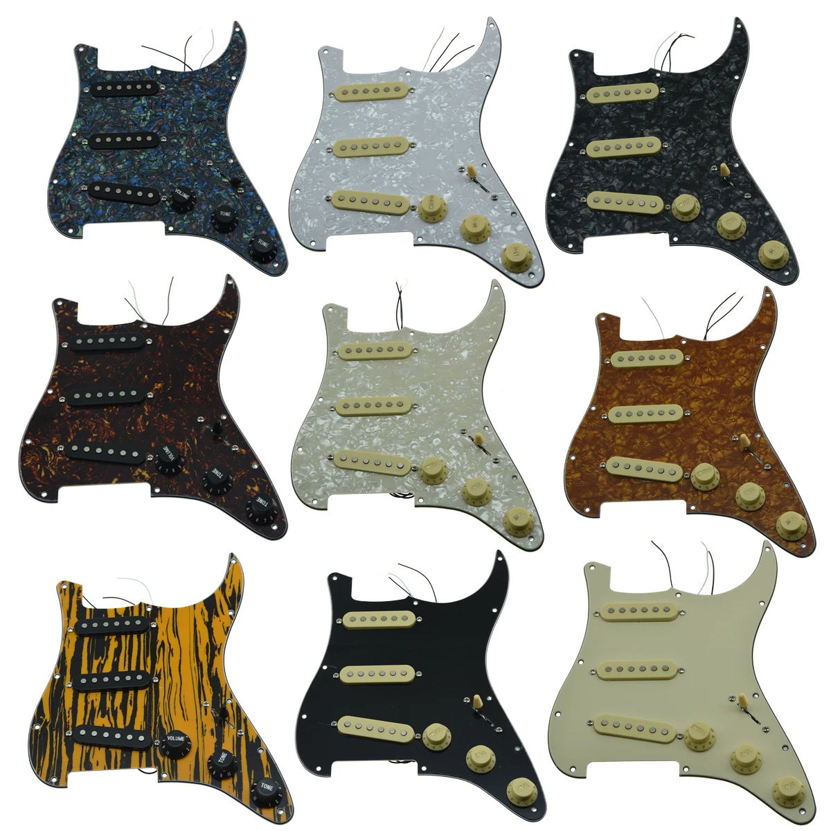 KAISH Various Loaded SSS Pickguard for Strat Prewired ST Pickguard with Pickups for Strat Fits for Fender