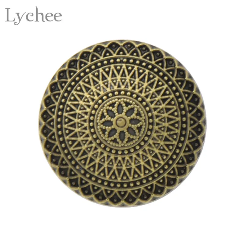 Круглый Цветок Lychee Life 10 шт. резные пуговицы металлические с хвостовиком для