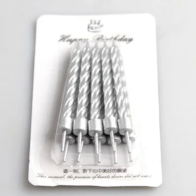 silvery 50 box 50 коробка День рождения мечта красочные цветные свечи для торта свадебные вечерние праздничные поставки резьбовые свечи оптом - Цвет: silvery 50 box